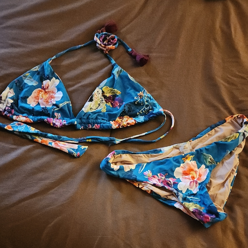 PQ Swim Floral Blue Bikini